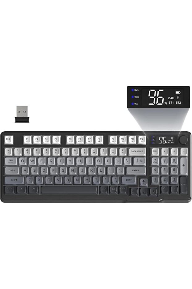 لوحة مفاتيح ألعاب لاسلكية وولف M96، غشاء كريمي، 94 مفتاحًا، ANSI-Moonlight | إضاءة خلفية قوس قزح، ميدي