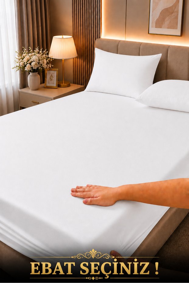 Cotton Elastic Bed Sheet Set with Pillows Solid Color (Select Size)