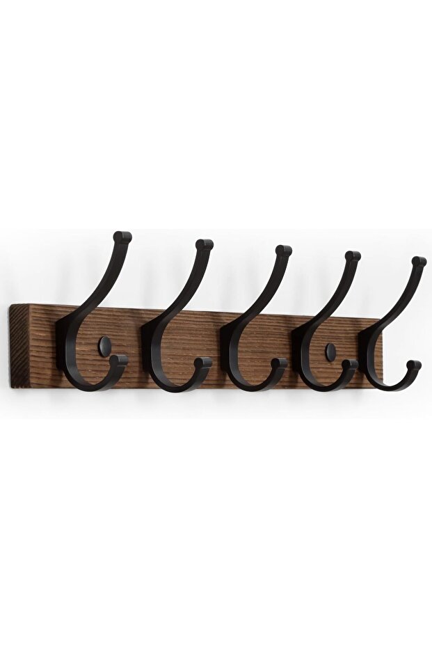 Wall-mounted coat rack, 16.5-inch wooden coat hooks, wall-mounted hooks, hat rack, bag rack, key rack, bathroom towel rack (1 piece, brown)