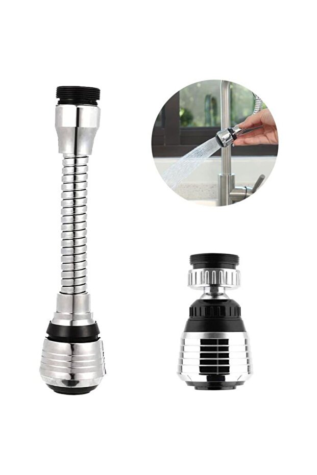 Two-piece kitchen faucet extension rod with 360° rotating shower head