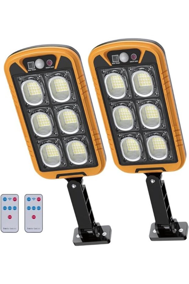 2-Pack 2400mAh 4500LM Outdoor Solar LED Floodlights with Remote Control, Powerful Motion Sensor Spotlight for Garden & Patio