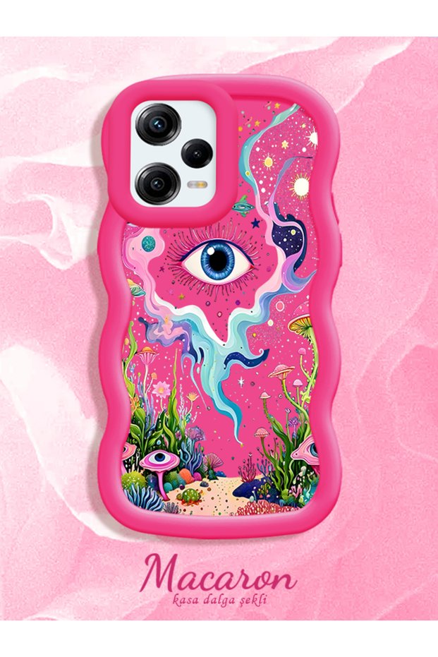 Redmi Note 12 Pro 5g Compatible Colorful Psychedelic Eye Mushroom Drawing Flat Print Case