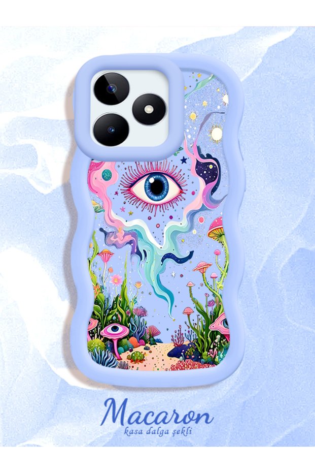 Realme C51/C53 Compatible Colorful Psychedelic Eye Mushroom Drawing Flat Print Case