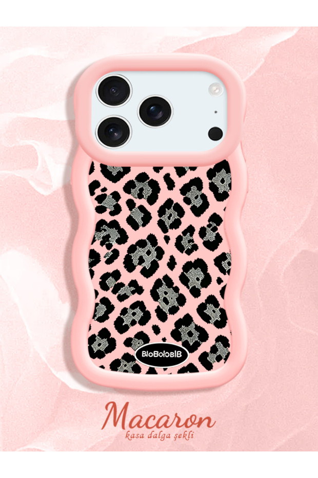 iPhone 17 Pro Compatible Wavy Frame Leopard Print High Quality Silicone Phone Case