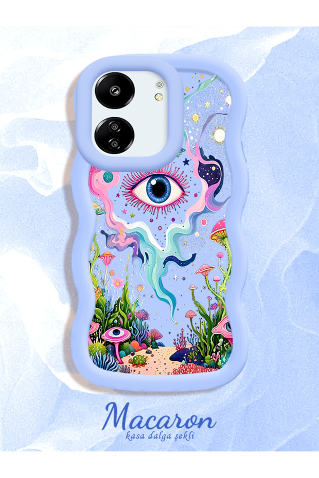 Redmi 13C 4G/5G Compatible Colorful Psychedelic Eye Mushroom Drawing Flat Print Case