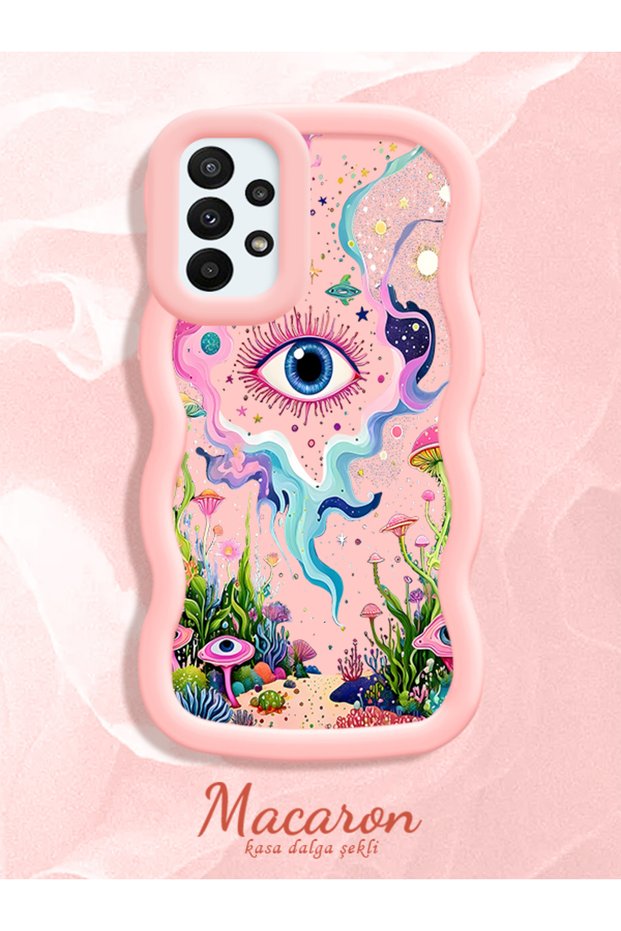 Samsung Galaxy A23 Compatible Colorful Psychedelic Eye Mushroom Drawing Flat Print Case