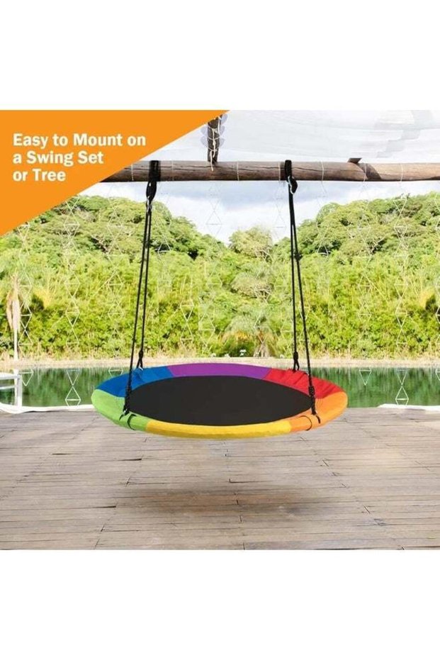Kids Swing Flying Saucer Tree Swing Set For Kids & Parent Outdoor Toys With Hanging Straps Hooks For Playground Swing Backyard And Playroom Indoor And Outdoor Games For Kids