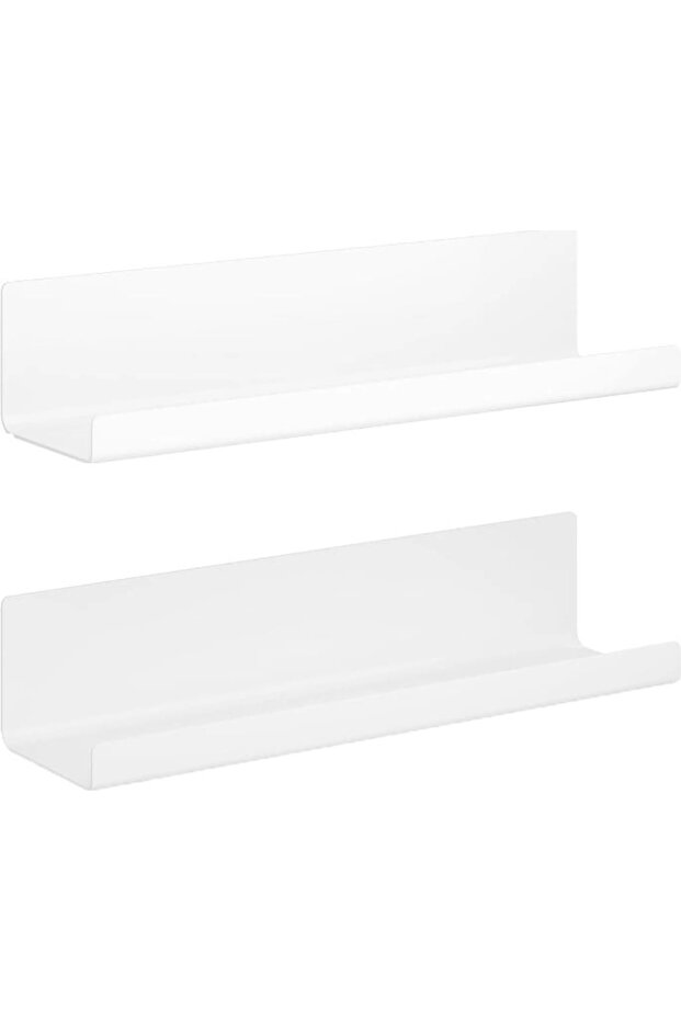 2-Piece Wall-Mounted Shelves, Self-Adhesive Shelf Set, No Drilling Required, Suitable for Bathrooms and Kitchens - White