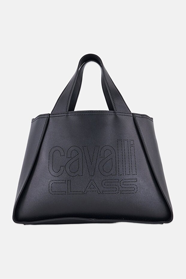 Women Brand Logo Handbag, Black