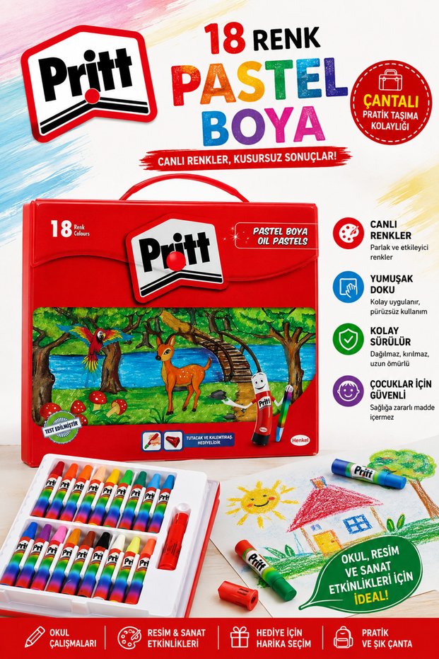 18-Piece Crayon Set with Bag 18 Colors Oil Pastel Crayons for School Painting and Hobbies