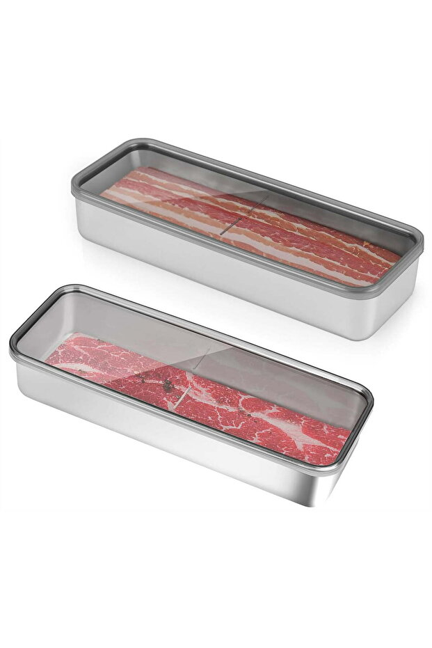 2-Pack Stainless Steel Airtight Bacon and Cheese Food Container