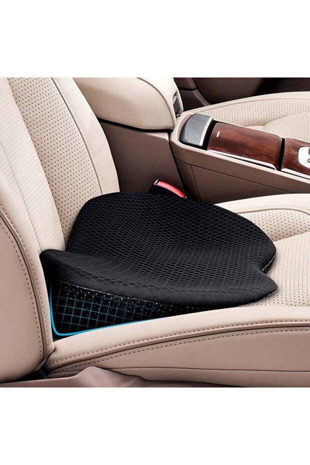 Ergonomic Memory Foam Car Wedge Seat Cushion, Lower Back Pain Relief Driving Alignment Pad, Travel Essentials, 44x23.5x9.5cm, Black