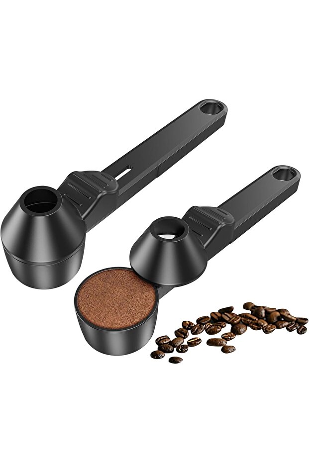 Coffee spoon and funnel for reusable K-cup coffee capsules, The coffee measuring spoon has a capacity of 2 tablespoons, 2-pack)