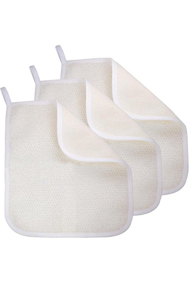 Exfoliating Towels-3-Pack Double-Sided Nylon Cotton Body & Face Scrubbing Cloths