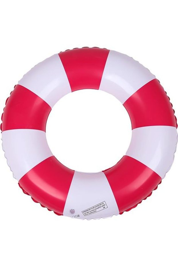 A set of 3 round inflatable PVC pool floats with a retro striped design, ideal for pool parties, beach games, and vacations—80cm.