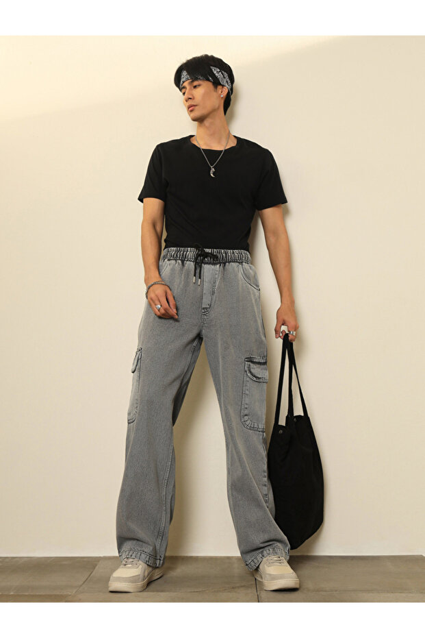 Men Cargo Pocket Relaxed Fit Jogger Jeans