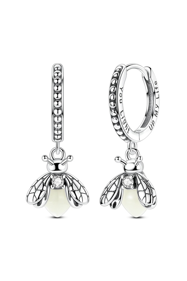 KTE539 Original 925 Sterling Silver Glow In The Dark Firefly Nature Hoop Earrings for Women Party We