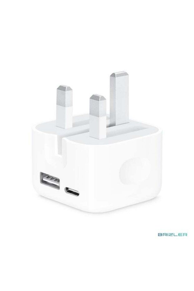 35W Dual Port Wall Charger with USB-C and USB-A Ports, Fast Charging Power Adapter with Complete Protection, UK 3-Pin Plug for Smartphones, Tablets, and Power Banks - White