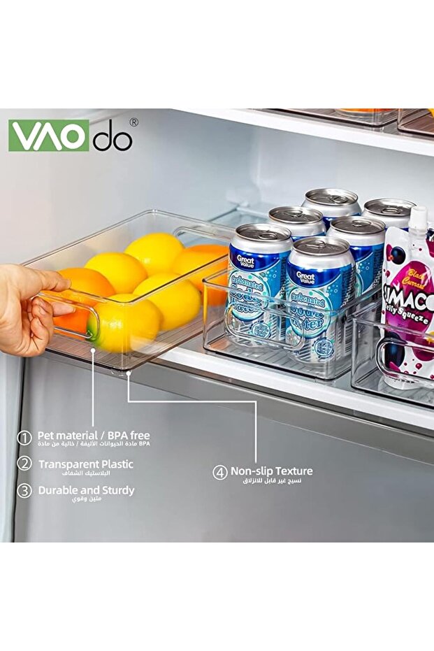 Refrigerator Organizer with Lids, Stackable Fruit Storage Containers, Vegetable Strainers Box - 5
