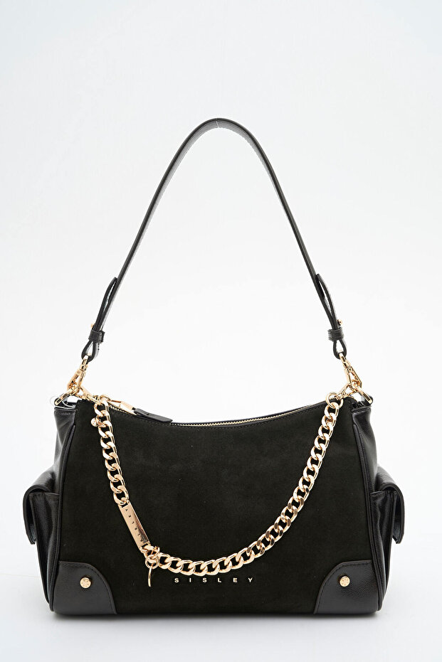 Women's Shoulder Bag Suede Black Sly464