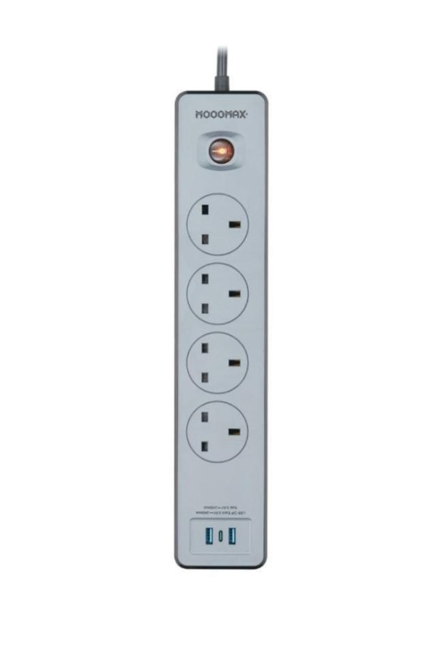 شريط طاقة متعدد الوظائف مع 4 منافذ تيار متردد، ومنفذين USB ومنفذ شحن سريع PD - تصميم عملي لتشغيل وشحن أجهزة متعددة