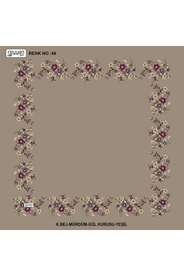 Bagged Flat Floral 90' Embroidered Yemeni Inner Tulle, 90X90 Cm, with Empty Center and Floral Edges