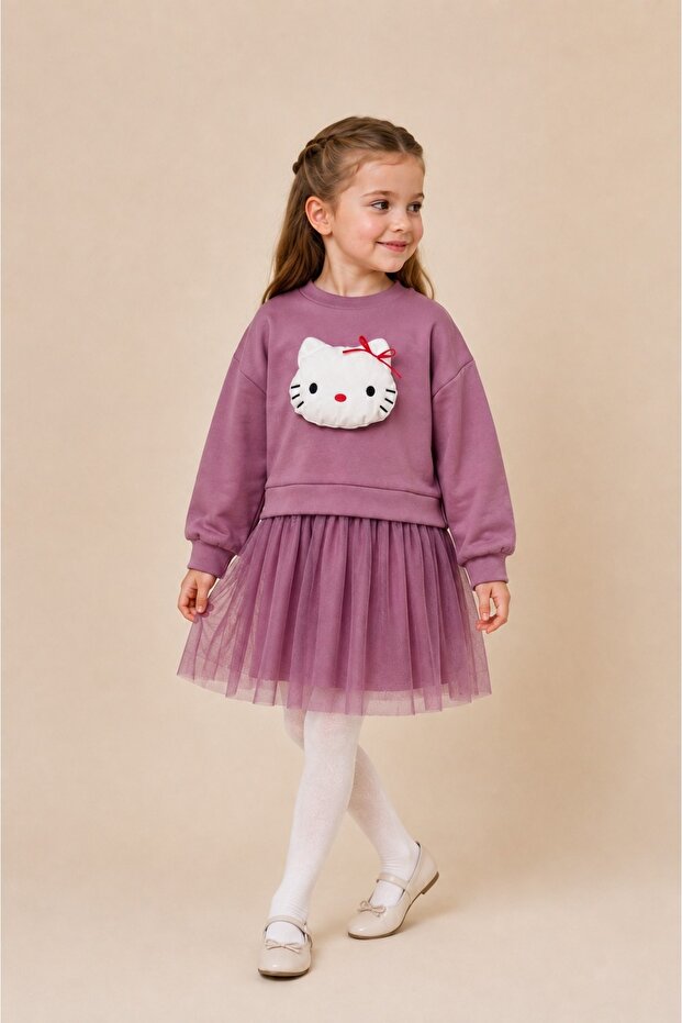 Girl's Hello Kitty Figured Sweatshirt and Tulle Dress Combination