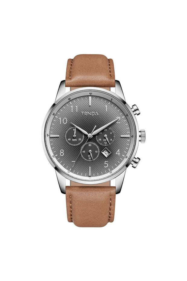 Men's Stainless Steel Watch, Tan Leather Band | Trn-Ss43