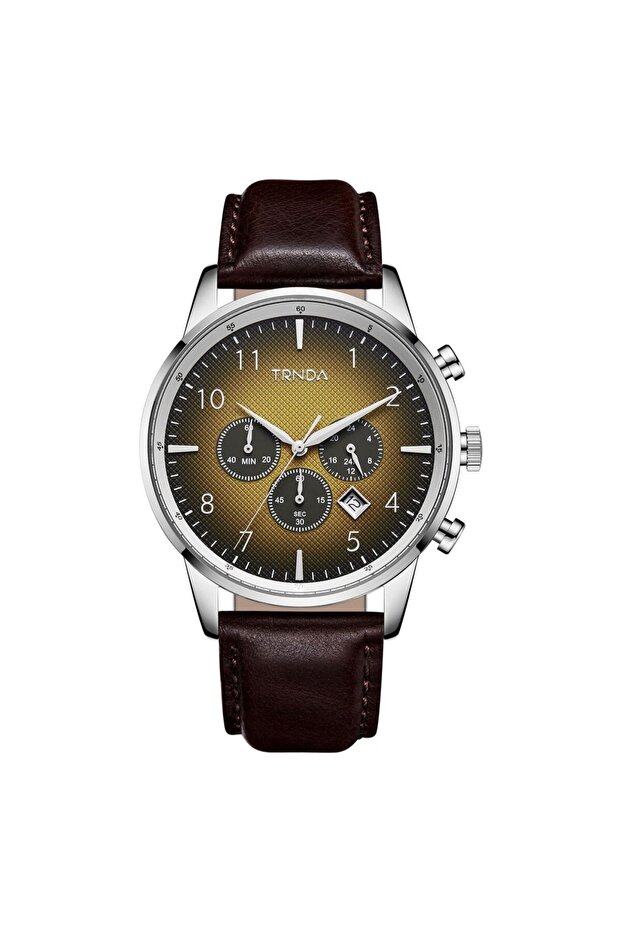 Men's Stainless Steel Watch, Brown Leather Band | Trn-Ss43b