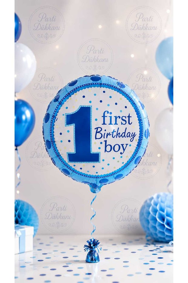 18 Inch Blue 1 First Birthday Boy Foil Balloon 45 cm Helium Compatible 1 Year Old Birthday Party Balloon