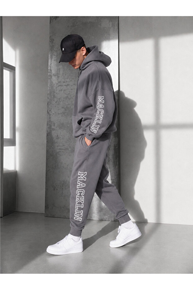 Unisex Hoodie and Jogger Sweatpants Printed Oversize 3 Thread Hooded Tracksuit Set