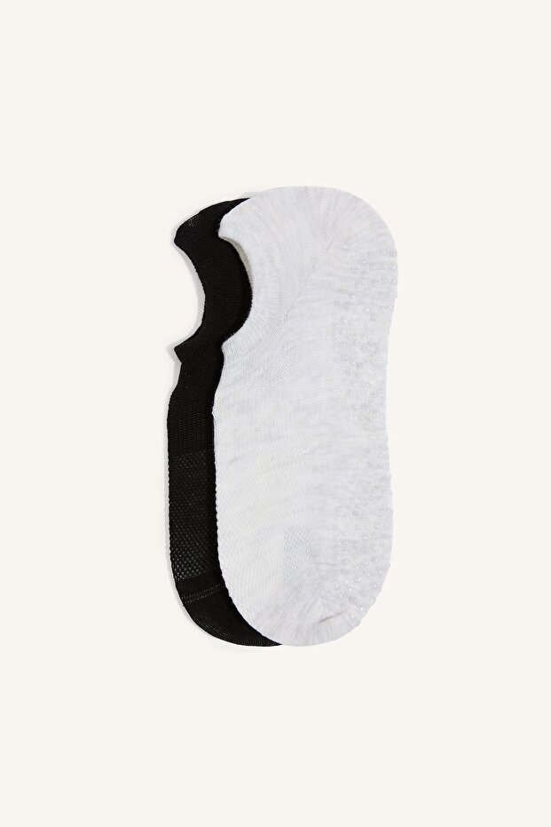 Women's Non-Slip Sole 2-Piece Cotton Pilates Socks I1287Axns