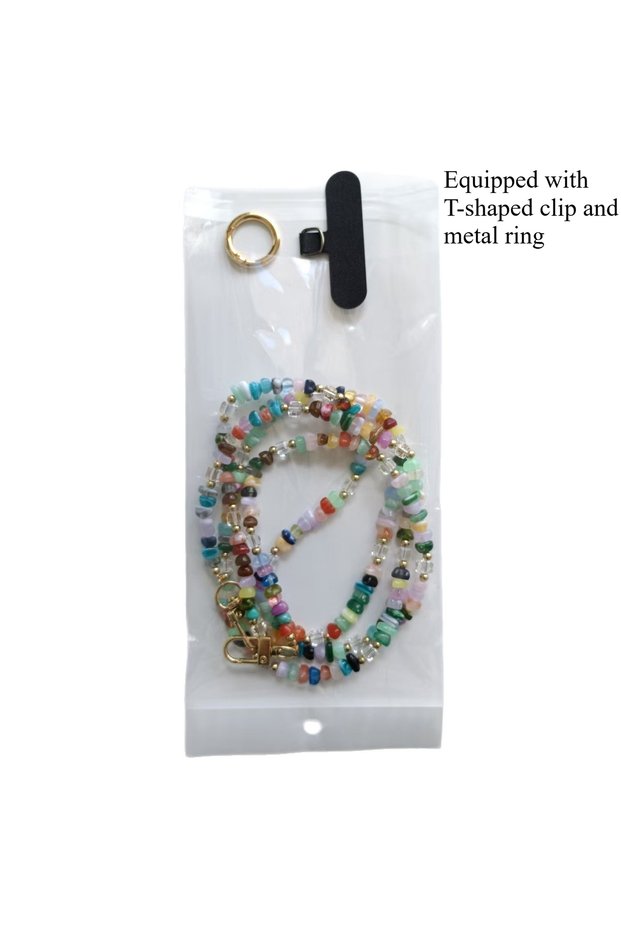 1 set B Fashionable Colorful Beaded Phone Charm, Sweet and Stylish Women's Accessory, Crossbody Stra