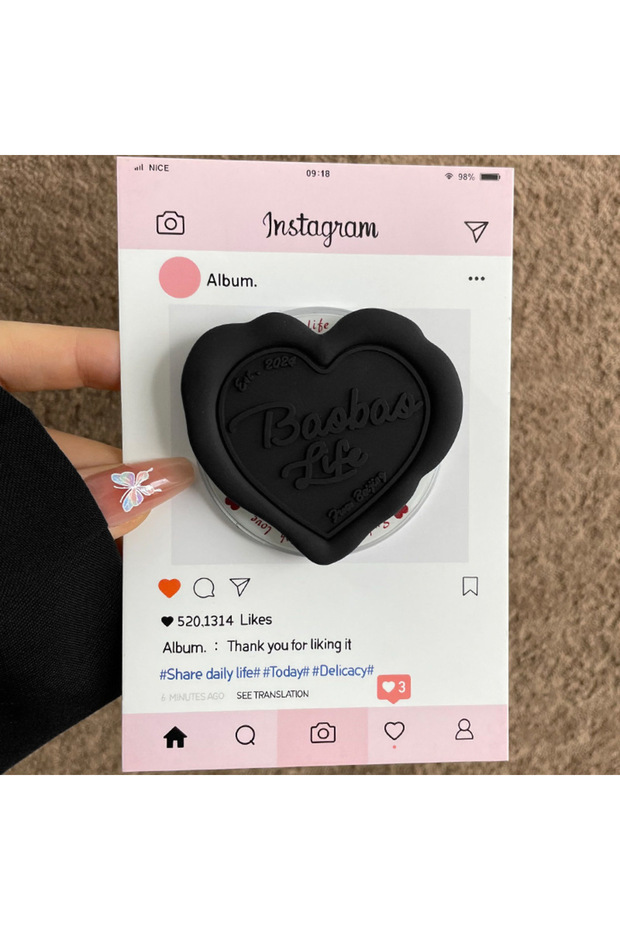 06 Wax Seal Stamp with Magnetic Heart-Shaped Phone Holder Extendable Air Cushion Desktop Phone Stand