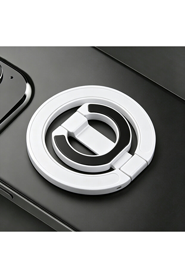 WHITE For MagSafe Double Sided Magnetic Phone Ring Holder Portable Folding Cellphones Stand Phone Ac