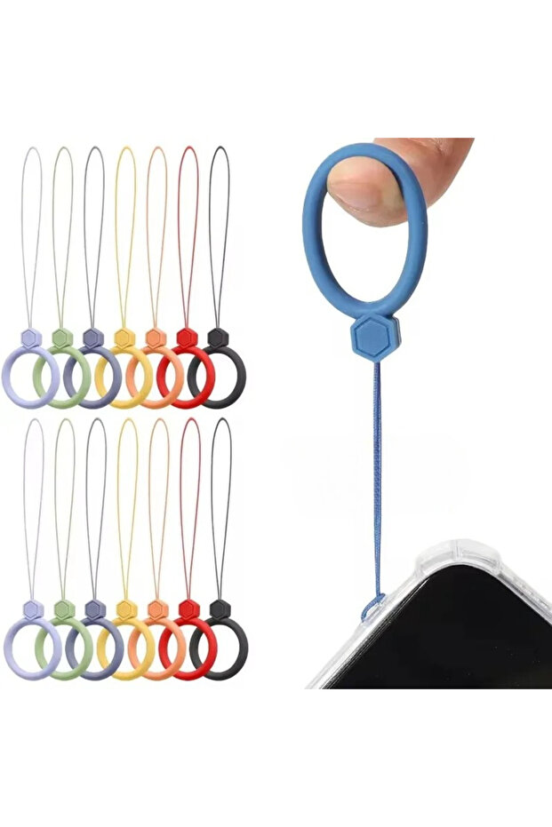 10Pcs 10Pcs Silicone Mobile Phone Hanging DYM Ring Anti-Lost Straps Lanyard for iPhone A...