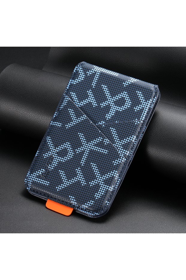 Royal Blue Card Storage Luxury Slot Faux Leather Magnet Stand RFID Mobile Phone Wallet Magnetic Card