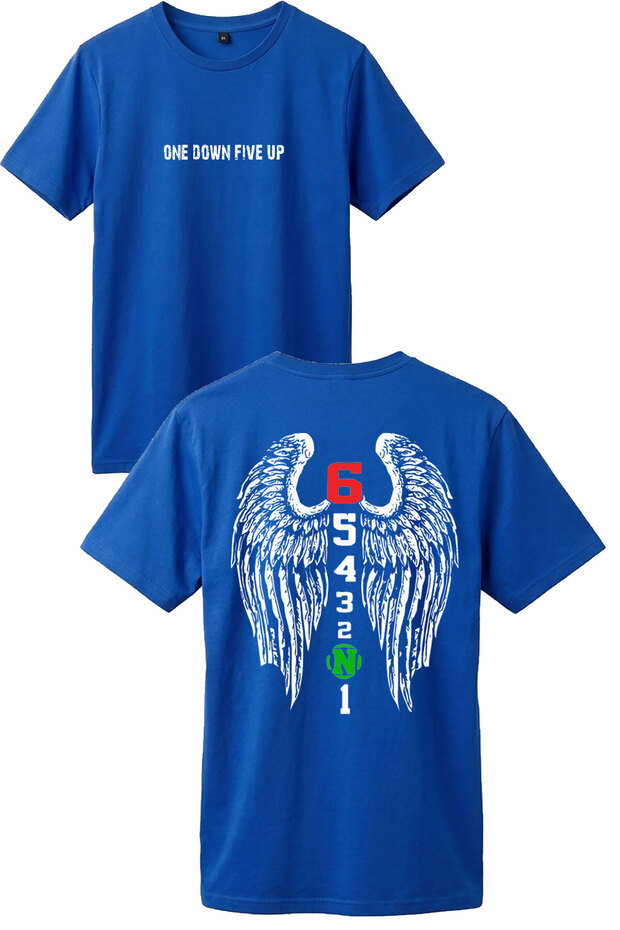 Motorcyclist Motorcycle Design Printed Back Wing Detail One down Five up 1N23456 Regular Fit T-Shirt