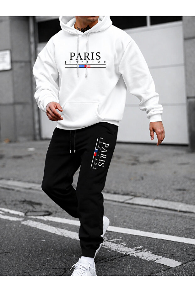 Sweatshirt Tracksuit Set Oversize Shaped Comfortable Fit High Quality Fabric Ti̇me Printed