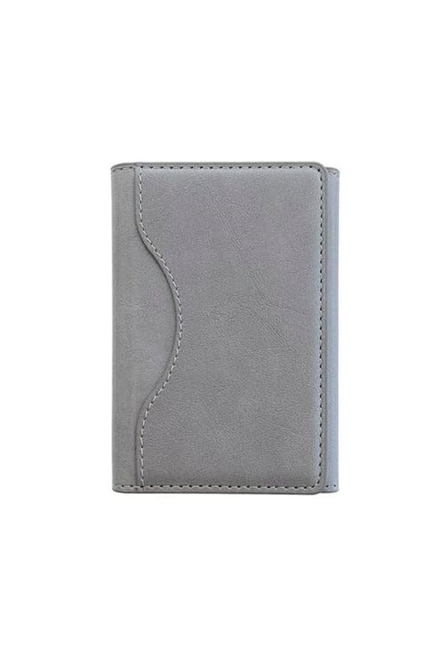 Leather Trifold Card Holder with Magnetic Closure 6 Slots ID Window Photo Window Unisex