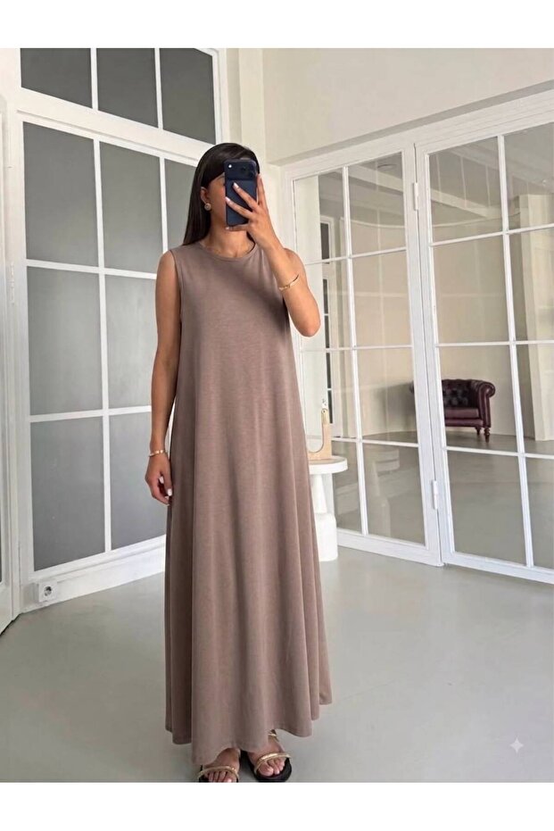 Women's Mink Sleeveless Long Modal Dress