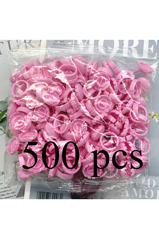 500pcs Pink S2 500Pcs Eyelash Extension Glue Rings Flower Shape Eyelash Extension Glue Holder Contai