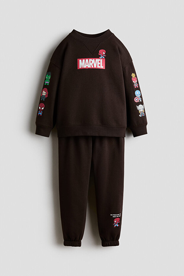 2 Parçalı Baskılı Sweatshirt Set