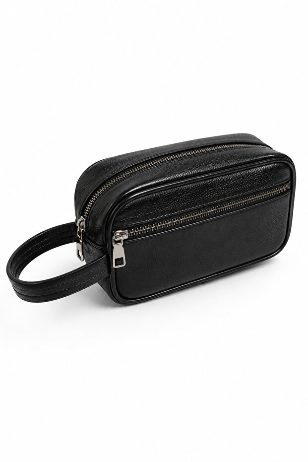 Men's Handbag Puffy Leather Daily Bag Black-2