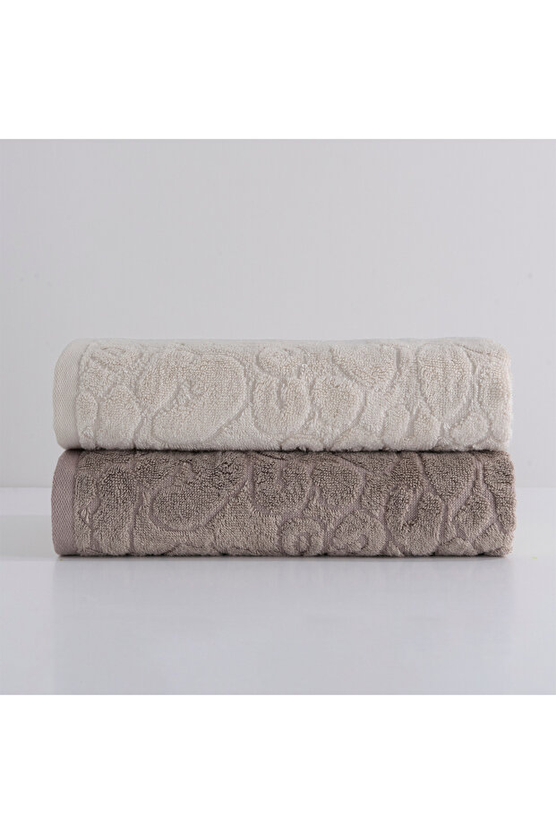 Bovary Bamboo Jacquard 2-Piece Towel Set Dark Beige/Light Beige 50X90 Dark Beige/Light Beige