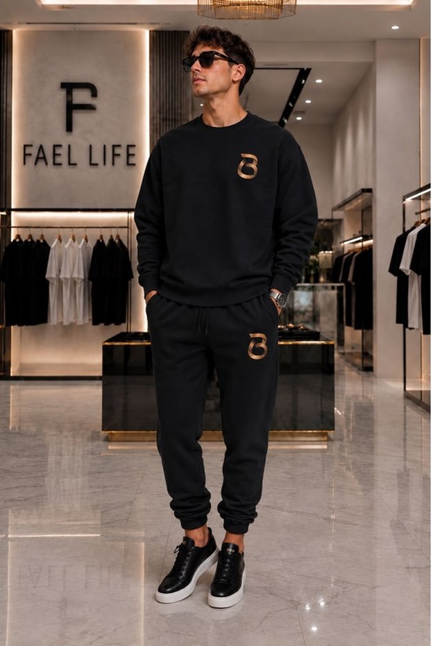 Unisex Comfortable Fit Zero Neck and Sweatpants B Printed Set