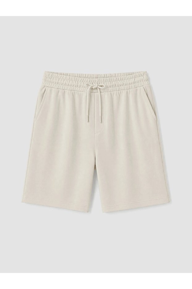 Beige Standard Fit Men's Pajama Bottom Shorts