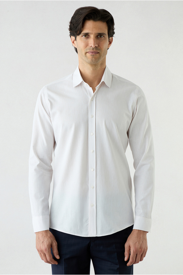 Long Sleeve Slim Fit Patterned 100% Cotton Shirt