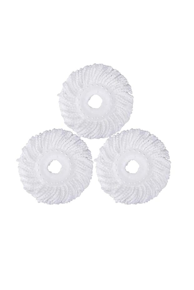 ZALCOON Spin Mop Replacement Head for 360° Spin Mop, Microfiber Mop Head Replacement Refills Round Shape Standard Size (Pack of 3 Pieces) (White)