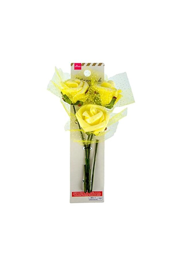 DAISO Glitter Rose Picks (3-Pack) - Yellow